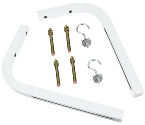 BESPORTBLE 2 pezzi Staffa per Schermo Proiettore in Ferro Bianco Supporto da Parete con Gancio Montaggio Sicuro su Muro in Legno Mattoni per Installazioni con Soffitti Elevati