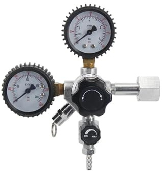 co2 Regulator, Heavy Duty Dual Gauge CO2 Regulator Homebrew Kegging Draft Beer Kegerators Safety Pressure Relief Valve,for kegerator(W21.8 Inlet)