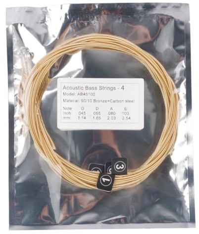 minkissy Set Corde per Basso Acustico 4 Corde in Acciaio Inox Tensione Standard, Accessori per Basso Professionali per Sostituzione e Uso Musicale