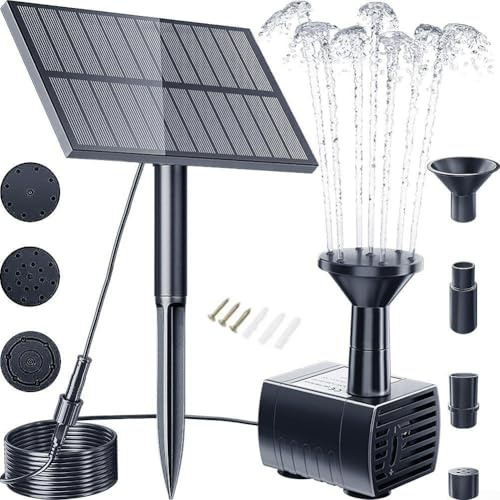 Besttoolifes Kit Fontaine Solaire - 1.5W ou 2.5W 5V DC Fontaine pour Bassins de Jardin, Bain d'Oiseaux & Fontaine DIY Aquatique, Hauteur Réglable jusqu'à 55cm (1.5W Sans Batterie)