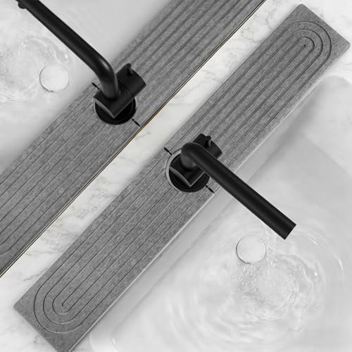 AOOHA Kranmatta för diskho, 60 × 10 cm stentorkningsmatta kök, kiselgentorkning diskhoskydd, stänkskydd, superabsorberande, för kök badrumsbänk