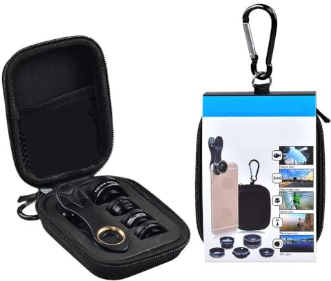 5-i-1 HD-kameraobjektiv kit fisheye-objektiv+0,63x vidvinkel+15x makroobjektiv+2X teleobjektiv+CPL-objektiv