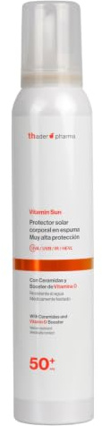 Thader Pharma Vitamin Sun Protector solar corporal en espuma FPS 50+ con Ceramidas y Booster de Vitamina D, 200 ml