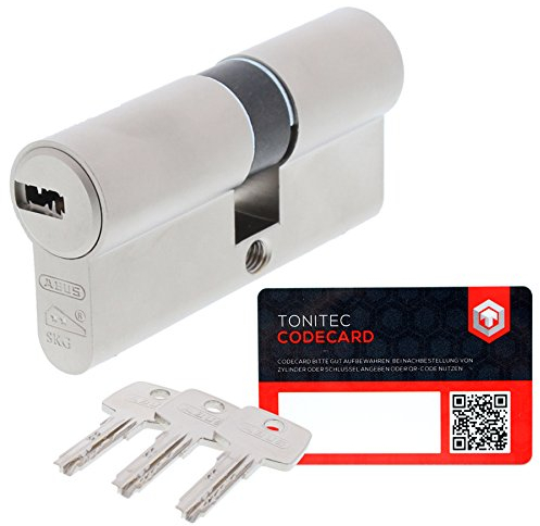 ABUS Schließzylinder Schließanlage Türschloss als Doppelzylinder gleichschließend EC550 mit 3 Schlüssel inkl. ToniTec CodeCard Größe 50/50 mm Schließung 1