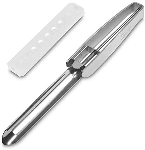 Stainless Steel Peeler, Long Vegetable Peeler, with plastic safety cover, 8.5 inch, Seki Japan