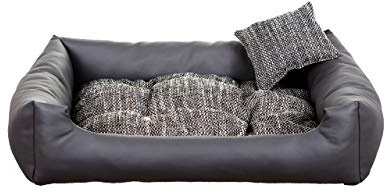 Gutekissen® Hundebett aus Ökoleder Hundebett Hundesofa Hundeliege Hundekissen Kunstleder Hundeschlafplatz - Langlebige Materialien und hohe Qualität EKO (3XL - 130x110, Dunkelgrau)