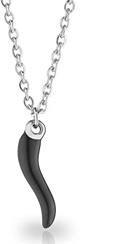 inSCINTILLE Collana Corno Portafortuna in Acciaio Inossidabile – Cornetto Napoletano Unisex – Catena Regolabile 45-50cm – Amuleto in Vari Colori con Significato – Confezione Regalo