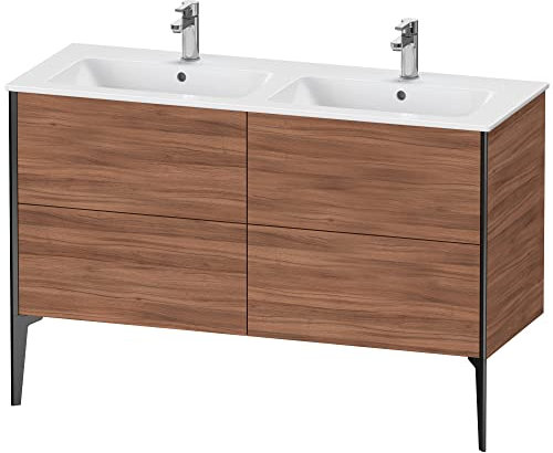 Duravit XViu 4485 Waschtischunterbau stehend, 4 Auszüge, für Doppelwaschtisch ME by Starck 233613, 1280x480 mm, Farbe (Front/Korpus): schwarz matt/nussbaum Natur - XV44850B279