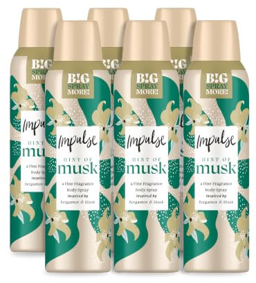 Impulse Hint Of Musk Body Spray Deodorant 6 x 150 ml