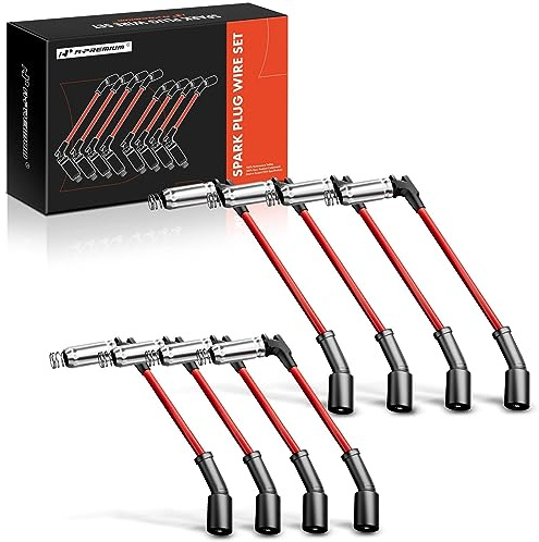 A-Premium High Heat Spark Plug Ignition Wires Set of 8 Compatible with Chevrolet Chevy GMC Silverado Suburban Sierra Tahoe Yukon - V8 Engine
