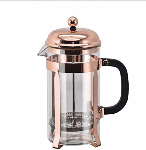 Corsehild Olla de Prensa Francesa, cafetera de Mano de Prensa Francesa de cúpula, Vidrio de borosilicato Alto, Olla de Prensa Francesa (Color : Gold)