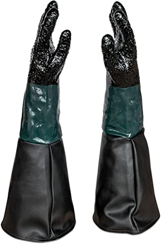 1 Paar Sandstrahlhandschuhe für Kabine SBC-220/350/420/990 | für Sandstrahlkabine 220l, 350l, 420l oder 990l | 600mm Lange Gummihandschuhe gefüttert, Innenseite Textil, mit verstärkten Nähten