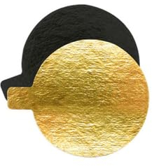 SCRAP COOKING - 10 Supports à Gâteaux Individuels Ronds - Diamètre 8 cm - Carton Réversible Doré & Noir - Réutilisables - Petits Disques Semelles Pâtisserie - Fabriqués en France - 5212