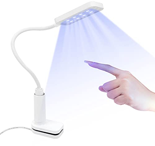 Lampada Unghie UV LED,10W Lampada per L'indurimento Della Colla per Unghie,Rotazione a 360° Lampada per Unghie in Gel LED Portatile Lampada per Unghie con Collo d'oca e Clip(Cavo USB)