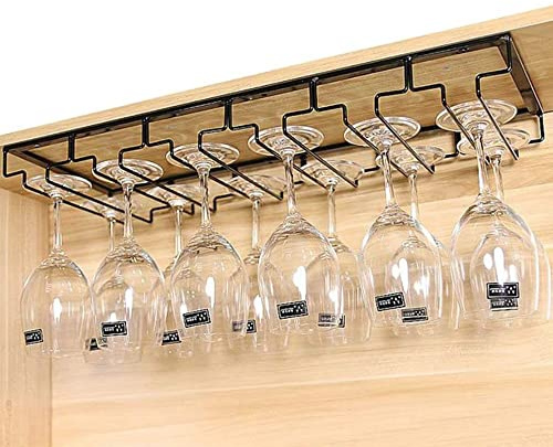 DDMINE Weinglashalter, Weingläser Halter, Weinglashalter Regal Hängender Weinglasregal mit 6 Reihige Halterung Hält 12-18 Weingläser, Weingläser Aufhängen, Weingläser Halterung unter Schrank (1 PC)