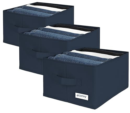 4CONVY Organizer per Armadio e Organizer Cassetti - Organizer per Vestiti, Maglioni e Pantaloni - Scatole per Armadio Rinforzate e Rigide con Ampi Scomparti - Organizer Salvaspazio - 3 Pezzi