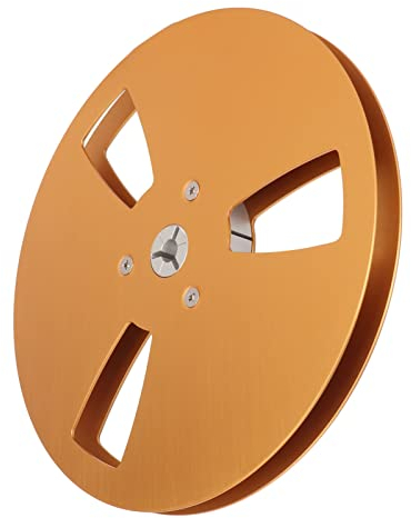 1/4 7 Zoll Leerbandspule, 3 Loch Universal Tonbandspule mit Offener Tonbandspule, Aufwickelspule Aus Aluminiumlegierung Zum Aufrollen, Kleiner Hub, Leere Bandspule für die Aufnahme(Gold)