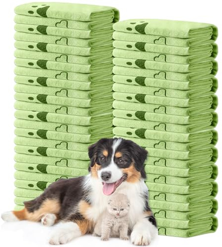 Tatuo 22 Pcs Dog Towels for Drying 20 x 40 Inch Pet Bath Towels Absorbent Microfiber Towel Quick Drying Puppy Bathing Supplies for Small Medium Large Dog Puppy Cat(Green,Bone Pattern)