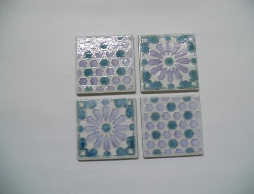 Marca Corona Piastrelle Decorate in Gres Porcellanato 10x10 cm Moresco - Set 4 Pezzi - Made in Italy