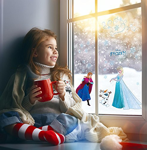Disney - Adesivo per finestra Frozen Snowflake - dimensioni 30 x 30 cm, 2 fogli - cameretta dei bambini, decorazione per finestra, colorato