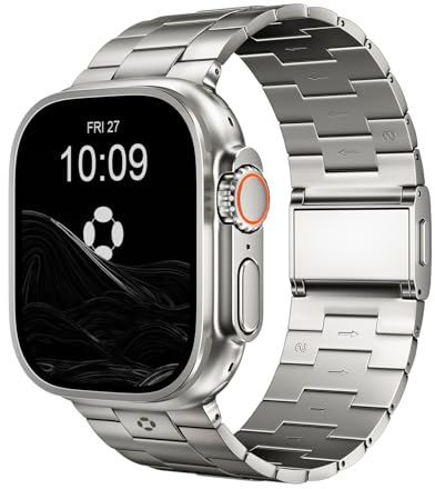 FiNESTONE Bracelet de montre en titane compatible avec Apple Watch Ultra 3 et Ultra 2 1 de 49 mm à 26 mm avec revêtement DLC résistant aux rayures pour homme – CRNS01 Business Series