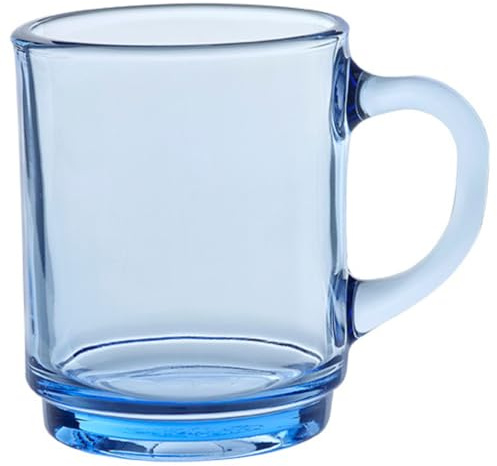 Duralex Set 6 Tazas Vidrio Templado 26cl Apilables, Taza Cocina Resistente para Café Té Desayuno, Uso Diario, Pack Tazas Vidrio Colores Variados Colección Versailles