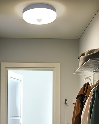 BrightArk Plafoniera con Sensore di Movimento,15W Rotonda Lampada LED Soffitto Pannello Interno Plafoniere Sensore Bianco Naturale 4000K,IP56 Impermeabile per Scala Interna Esterna Garage Corridoio