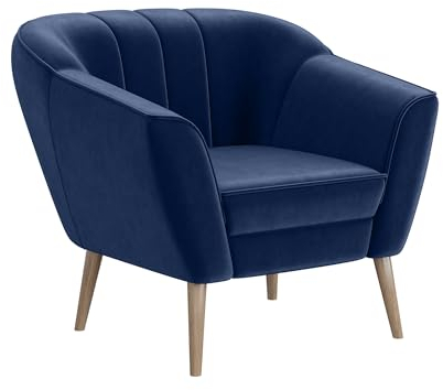 MEBLINI Sofa Sessel für Wohnzimmer - Mini Lounge für eine Person - Loungesessel - Armlehnstuhl - Armchair - KAIA - 1 - Blau Samt