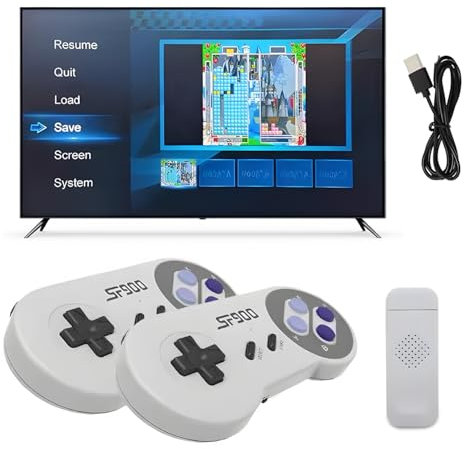 Console per Videogiochi Retrò,Console SF900,Console di Gioco USB Senza Fili,Scheda Integrata da 2.4 GB,Connessione Hdmi-Giochi Hd Nostalgici Retrò 5000