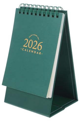 NUOBESTY Mini-Tischkalender Stehend Flip- 2025–2026 Taschenkalender 18-Monats- Terminplaner Für Büro Schule 2025. 07–2026. 12 Grün