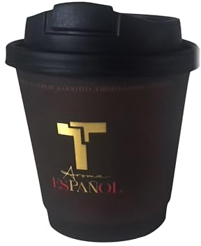 T NOVA 25 VASO DESECHABLE doble pared diseño Exclusivo AROMA ESPAÑOL Pack premium con Tapa y Removedor, vasos cafe desechables, vaso cafe para llevar