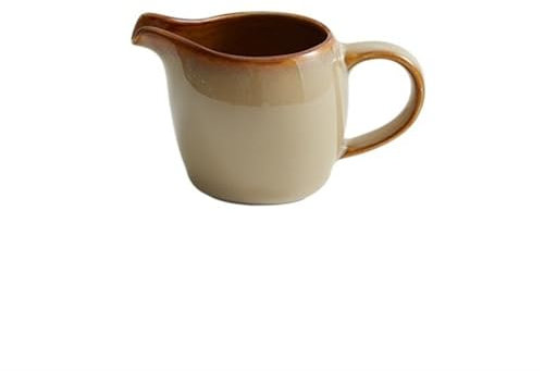 SDA287MZ Sauce Boat Small Ceramic Milk Jug Gravy Boat with Handle Chinese Ceramic Milk Jar Mini Seasoning Pot, 2.7oz Gravy Jug(Beige)