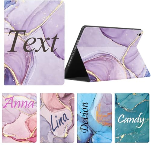 Xylota Personalisierte Hülle für Apple iPad 4/iPad 3/iPad 2 9,7, Marmor Stoßfeste SchutzHülle mit Text Customized, Rücken Slim PU Leder Flip Smart Folio Tablet Cover mit Standfunktion