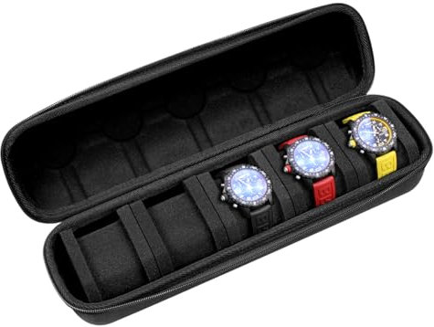 Kai Tian Étui de voyage en rouleau pour montre, avec fermeture éclair, pour homme et femme, avec coussin de montre anti-mouvement