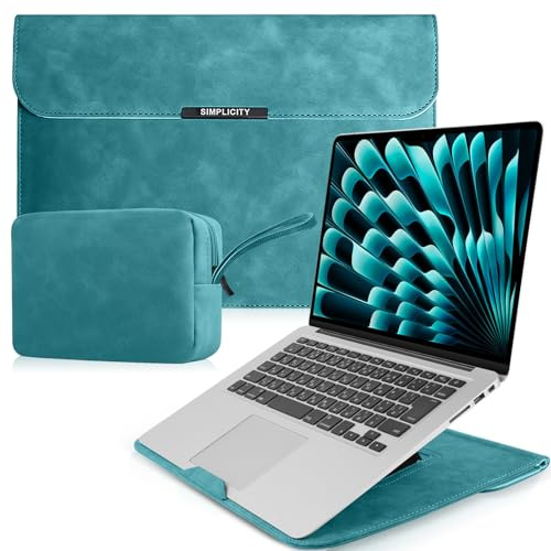 HeeYeal 13-14 Zoll Laptop Sleeve Laptophülle für MacBook Pro 13 14 M5/M4/M3/M2/M1 Pro/Max 2026-2008, MacBook Air 13 13,6 M5/M4/M3/M2/M1, mit Standfunktion PU Leder Laptoptasche für HP Surface-Grün