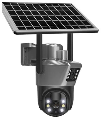 VEKELETE Telecamera Solare WiFi 8MP 4K Telecamera di sorveglianza CCTV for Esterni con Pannello Solare Telecamera IP PTZ a Doppia Lente Protezione di Sicurezza(8MP WiFi ADD 128G)
