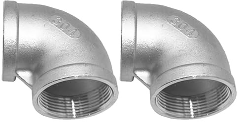 90 Degree Elbow Pipe Connector, DN15-1/2in Female Thread Water Pipe Fitting Stainless Steel Plumbing Joint for Garden Kitchen Bathroom (2 Pack)