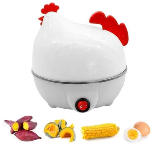 Cocedor de huevos eléctrico - Hervidor de huevos eléctrico con de pollo y capacidad para 7 huevos - Cocedor de al vapor para huevos duros, huevos escalfados y huevos pasados ​​por agua co