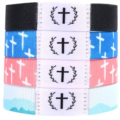 BTFO 4stk Bibelvers Armband, Christliche Armbänder mit NFC-Scan Christliches Tragbares Elastische Jesus Armbänder für Frauen und Männer Inspirierende Christliches als Geschenke (4 Farben)