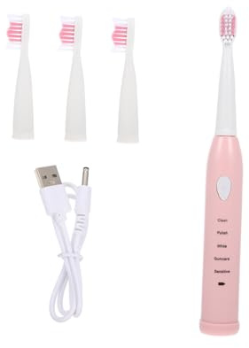 VALICLUD Elektrische Kinderzahnbürste aus Robustem Abs Kunststoff USB Wiederaufladbar mit Weichen Borsten Tiefenreinigend in Rosa für Junge Mädchen ab 3 Jahren