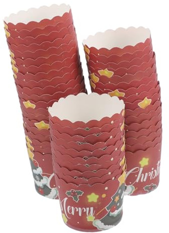 TOPPERFUN 50stücke Weihnachts Cupcake Papierförmchen Muffinförmchen Backzubehör Rote Sterne Weihnachtsbaum Party Dekoration Hochwertige Papierbackförmchen Für Muffins Kuchen
