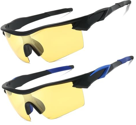 SIPHEW 2Stück Nachtsichtbrille Herren Nachtbrille zum Autofahren mit gelben polarisierten Gläsern Nachfahrbrille für Fahrrad Radfahren Laufen Sport