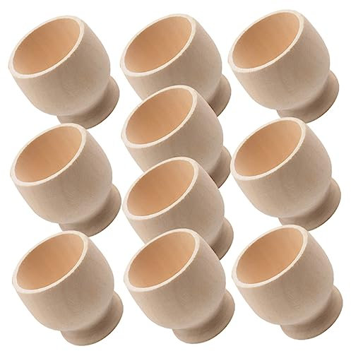 CLISPEED 10Pcs DIY Wooden Egg Cup Graffiti Egg Holding Cups for Preschool Crafts Safe Sturdy Wood Material for Easter Projects and Creative Fun