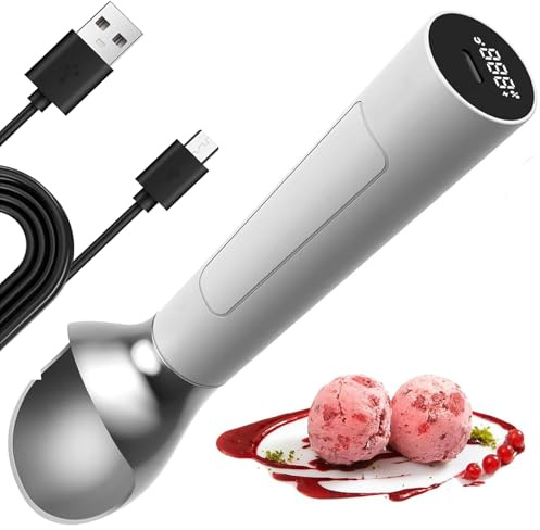 Cuillère à glace électrique chauffante, rechargeable, étanche IP67, design facile à nettoyer, idéale pour tous les âges