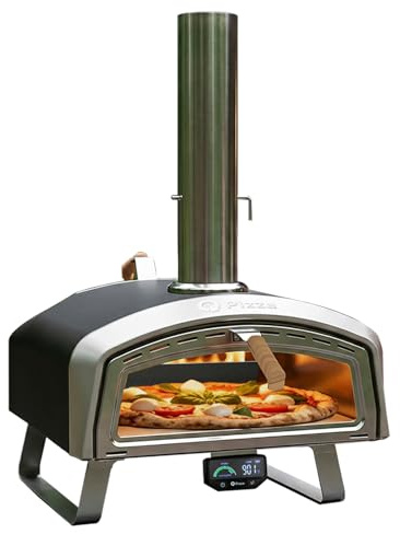 Q Pizza Horno de pizza de pellets de 16 pulgadas, horno portátil para exteriores, estufa de pellets de madera con piedra para hacer patio, cocina de jardín, PS109