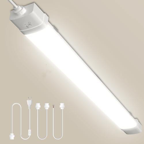 Litglobe Neon LED 90cm avec Detecteur Mouvement,30W 3000LM Connectable Tube Sensor Lampe,4500K Blanc Neutre Reglette LED,IP65 Étanche Plafonnier Tube pour Garage Couloir Balcon Escalier