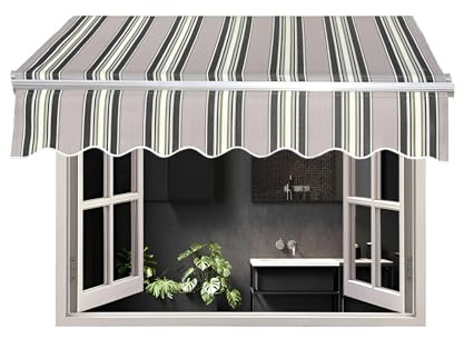 Tessuto di ricambio per tende da sole da patio, tela di ricambio per tendone da esterno per finestra, veranda, copertura superiore in poliestere a righe impermeabile e protezione UV(400x250cm)