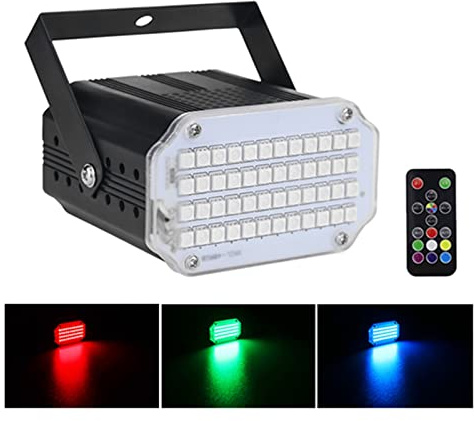 Luci da DJ, 48. RGB UV LED DJ Disco Sound Attivato Stage Lighting Effect Party Holiday Club Strobe Flash Lights con telecomando,Potente(RGB)