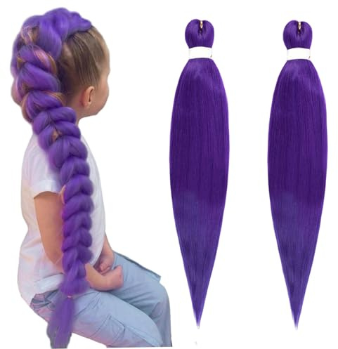 2/3Pcs Rajout Cheveux Tresses Violet, 86cm Extension Cheveux Violet, Meche Violette Cheveuxs Pour Bals Masqués, Cosplay, Scène, Jeux De Rôle, Halloween, Noël (2PCS)