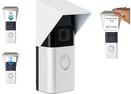 Decorative Rain and Sun Cover - Compatible with Ring Battery Doorbell 3, 3 Plus, 4 and Battery Plus (62mm Inside) - Weatherproof Anti-Glare Protective Housing - Flat (White)